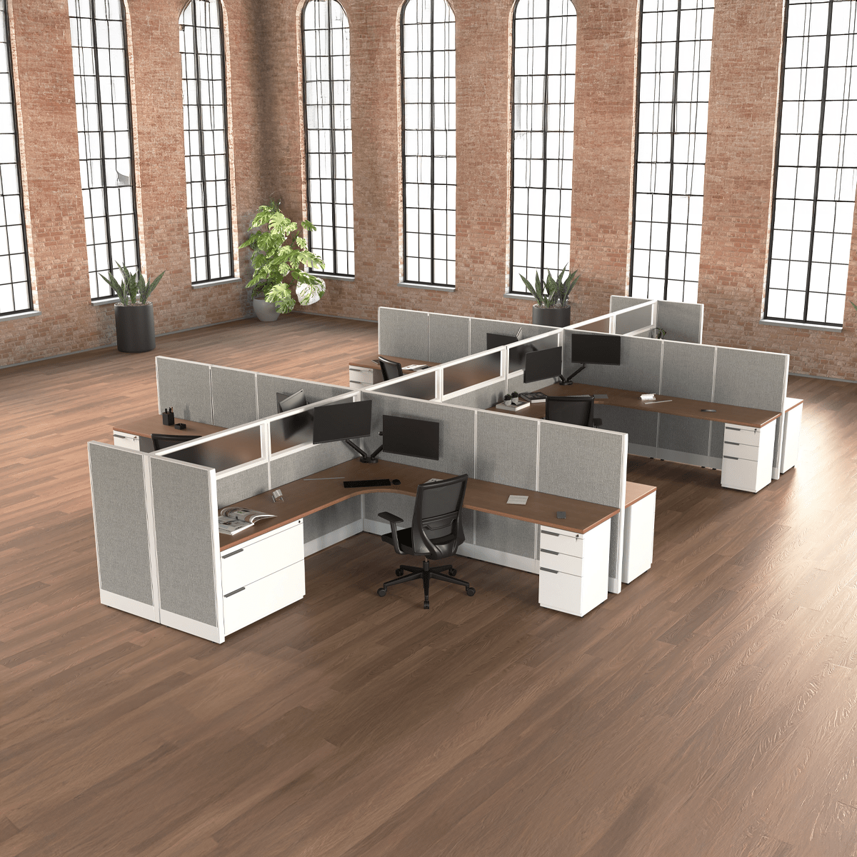 LINK floor-to-ceiling panel system with integrated power for modern offices